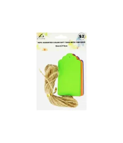 Assorted Colour Gift Tags With String 4.5x9cm 40pc