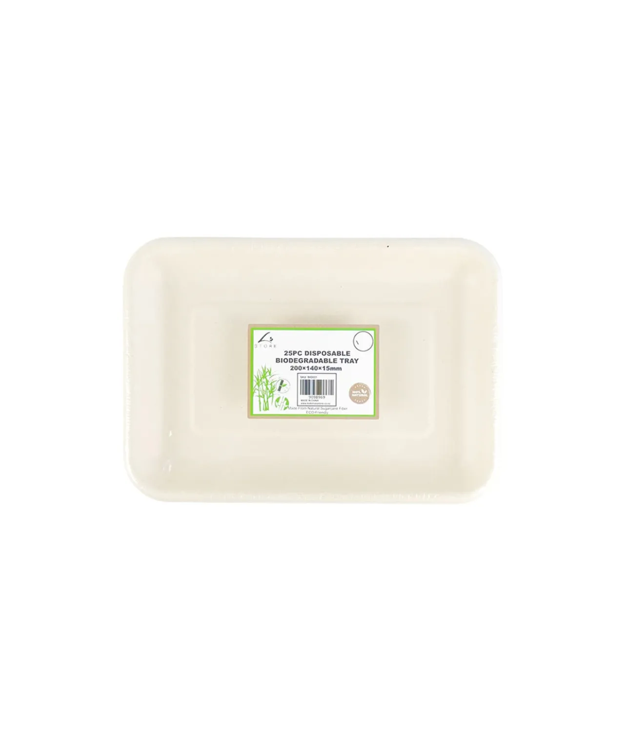 Biodegradable Tray 200x140x15mm 25pc