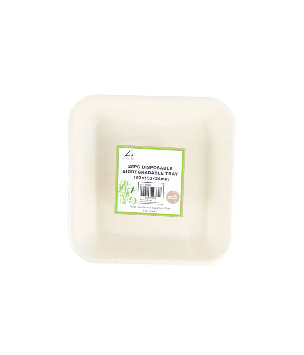 Biodegradable Tray 153x153x24mm 25pc