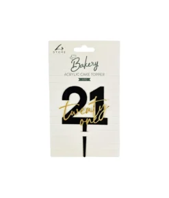 Black 21 Acrylic Cake Topper 12X8cm