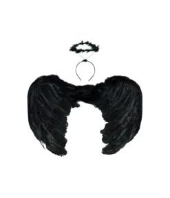 Black Angel Wings & Headband 80cm