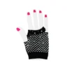 Black Fishnet Short Gloves With Crystals