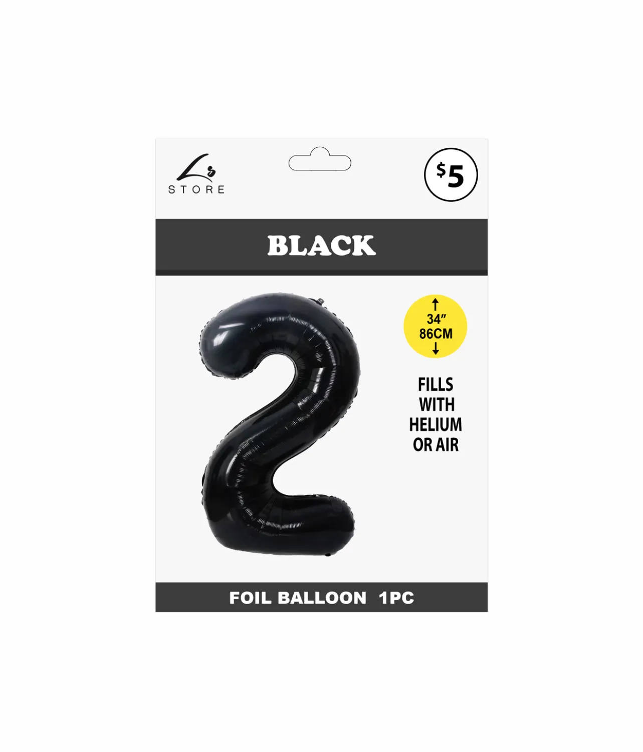 Black Foil Number Balloon 2