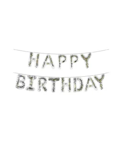 Black & Gold Confetti Happy Birthday Balloon Banner 16in