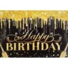Black Happy Birthday Banner Backdrop 100x150cm