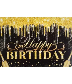 Black Happy Birthday Banner Backdrop 100x150cm