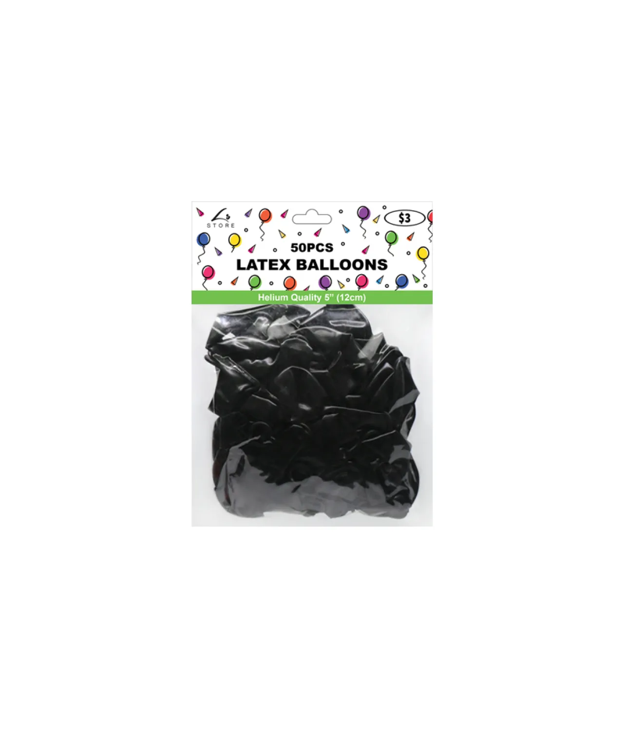 Black Latex Plain Balloons 5inch 50pk