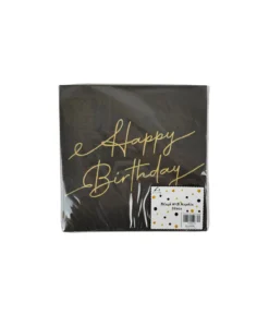 Black Printed Happy Birthday Napkin 33x33cm