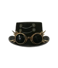 Black Steampunk Fancy Hat with Goggles