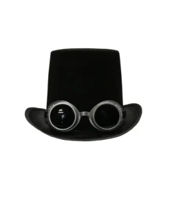 Black Steampunk Top Hat with Goggles