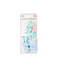 Bow Hair Rope & Hair Clip Set 6pc