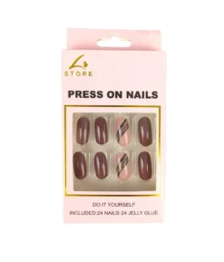Brown Press On Nails 24pc