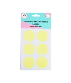 Circle Color Self Adhesive Labels Assorted 4.2 x 4.2cm 60pc