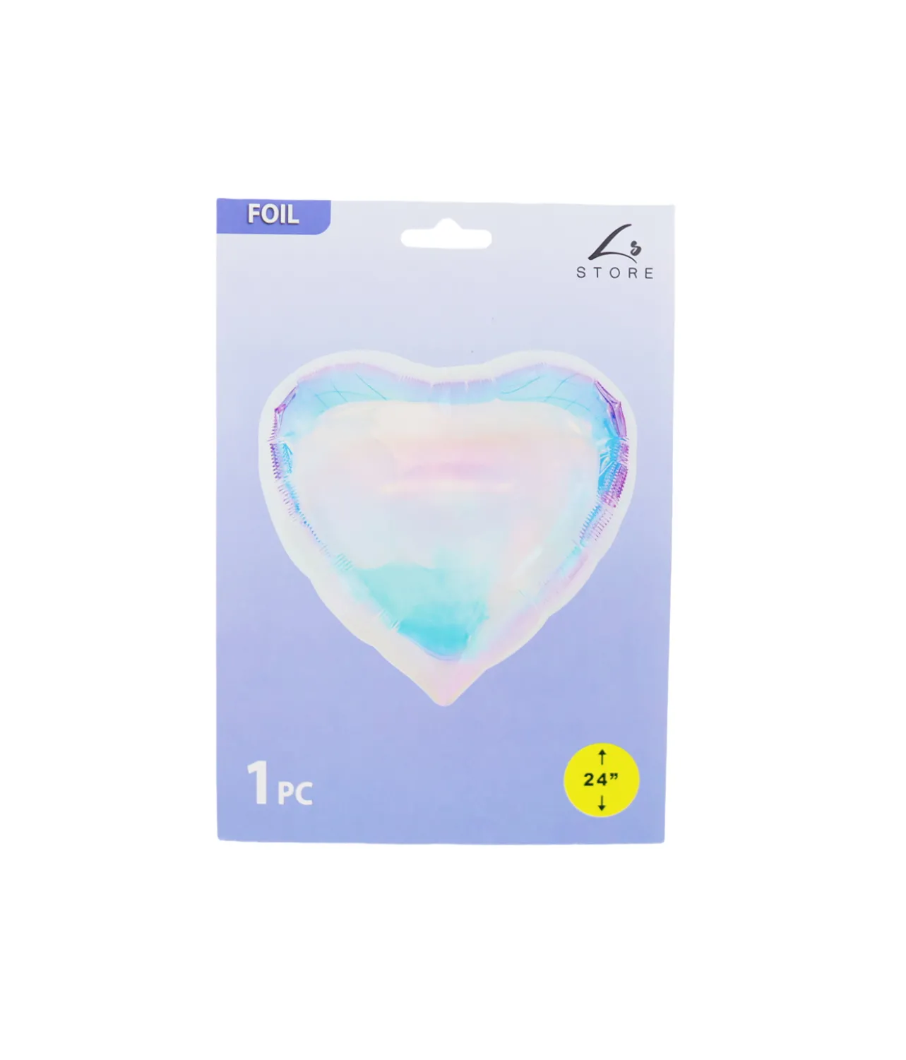 Clear Iridescent Heart Foil Balloon 24 inch 1pc