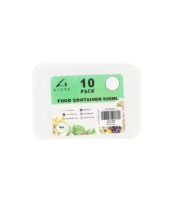Clear PP Rectangular Food Container 10pc 500ml