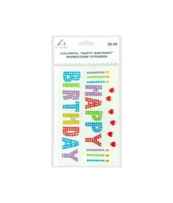 Colorful “HAPPY BIRTHDAY”Rhinestone Stickers 19.5x10cm