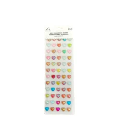 Colorful Heart Rhinestone Stickers 14mm 60pc