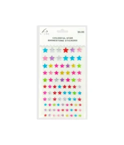 Colorful Star Rhinestone Stickers 19.5x10cm
