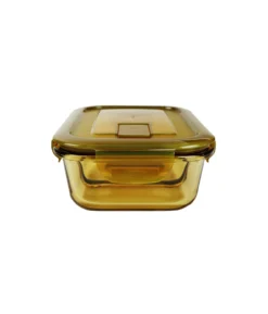 2-Comp Rectangle Amber Borosilicate Glass Container 800ml