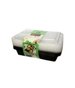3-Comp Square Take Away Containers 10pk 900ml