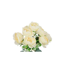Cream Peony Rose Bush 9 Head 40cm