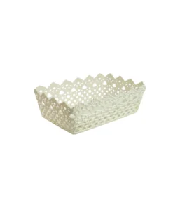 Cream Plastic Storage Bin 29.8×19.8×9.6cm