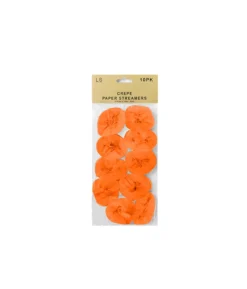 Crepe Paper Streamers Orange 10pk