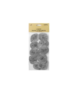 Crepe Paper Streamers Silver 10pk