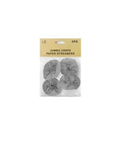 Crepe Paper Streamers Silver 4pk