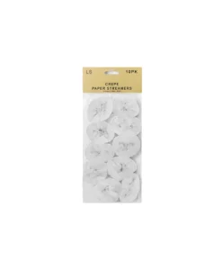 Crepe Paper Streamers White 10pk