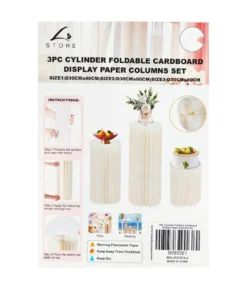 Cylinder Foldable Cardboard Display Columns Set 3pc