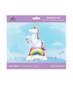 3D Unicorn Rainbow Foil Balloon 52x94x43cm