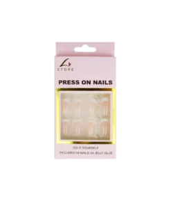 Flesh Pink French Tip Press On Nails 24pc