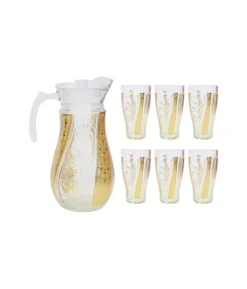 Floral Glass Jug and Drinking Glasses Set 1500ml