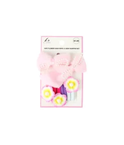 Flower Hair Rope & Bow Hairpin Set 10pc