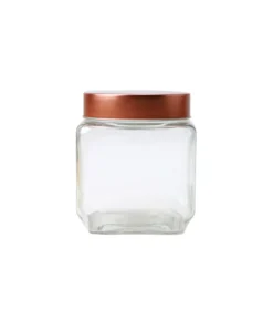 Glass Storage Jar With Copper Lid 9x9x10.9cm