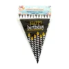 Glitter Black Happy Birthday Triangle Banner 12 flags 3.5m
