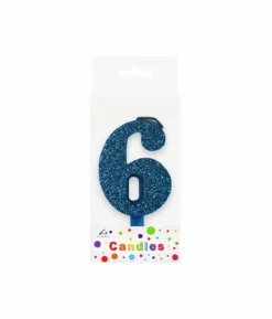 Glitter Blue Number Candle 6