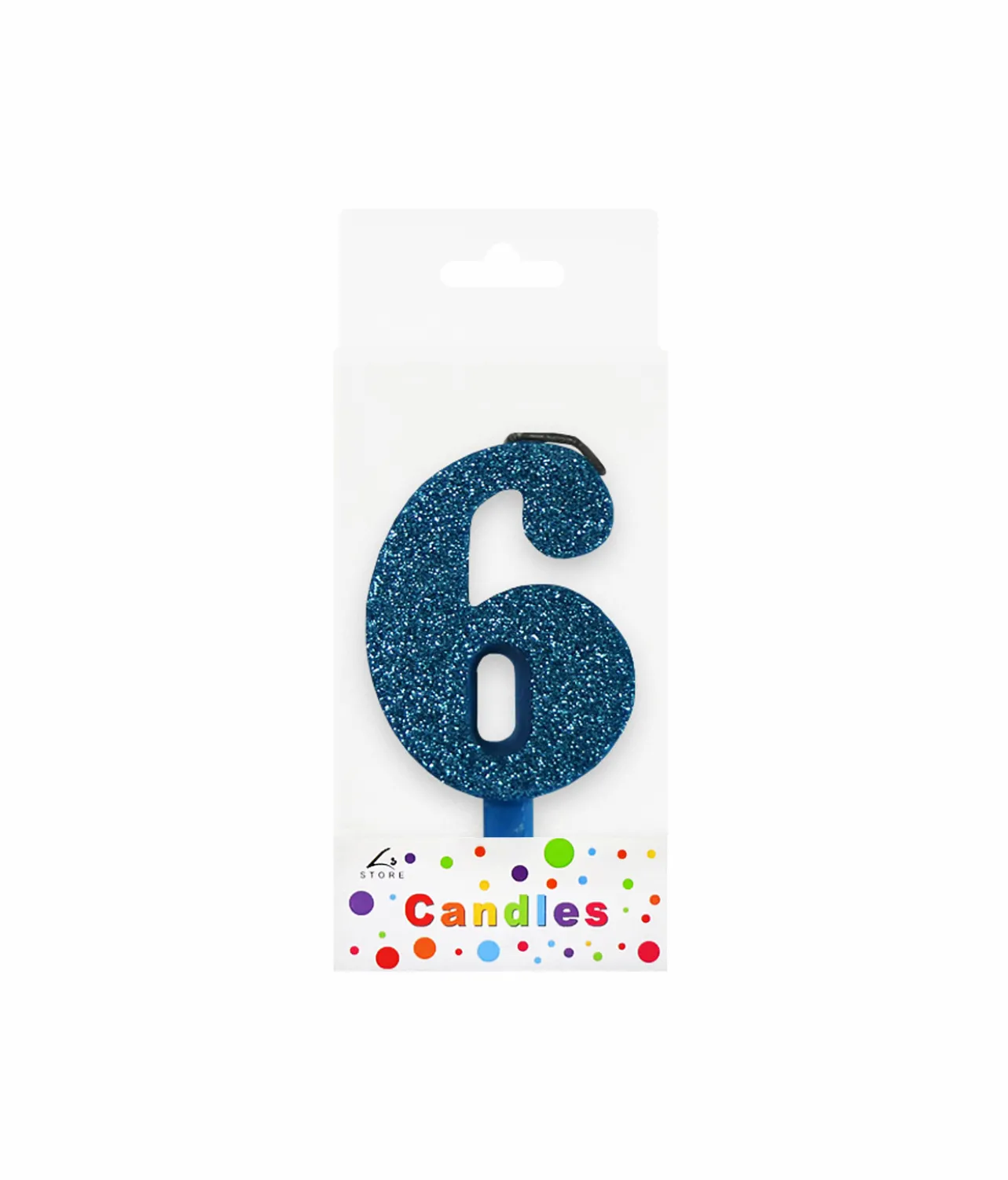 Glitter Blue Number Candle 6
