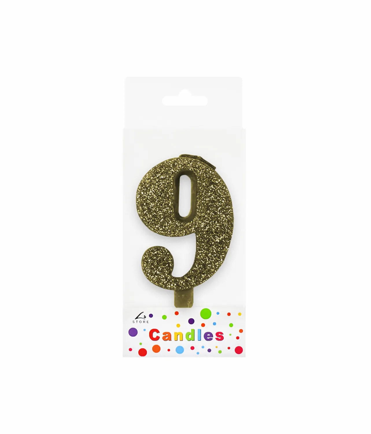 Glitter Gold Number Candle 9