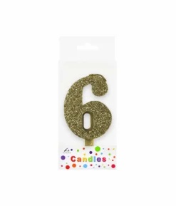 Glitter Gold Number Candle 6