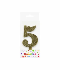 Glitter Gold Number Candle 5