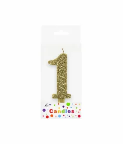 Glitter Gold Number Candle 1