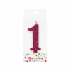 Glitter Magenta Number Candle 1