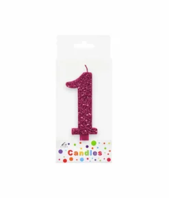 Glitter Magenta Number Candle 1