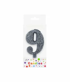 Glitter Silver Number Candle 9