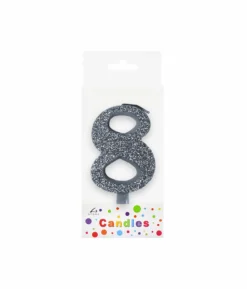 Glitter Silver Number Candle 8