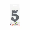 Glitter Silver Number Candle 5