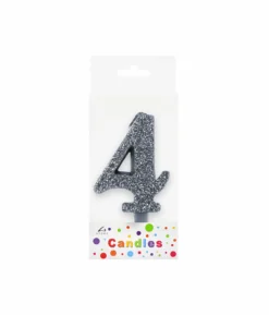 Glitter Silver Number Candle 4