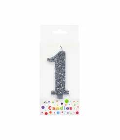 Glitter Silver Number Candle 1
